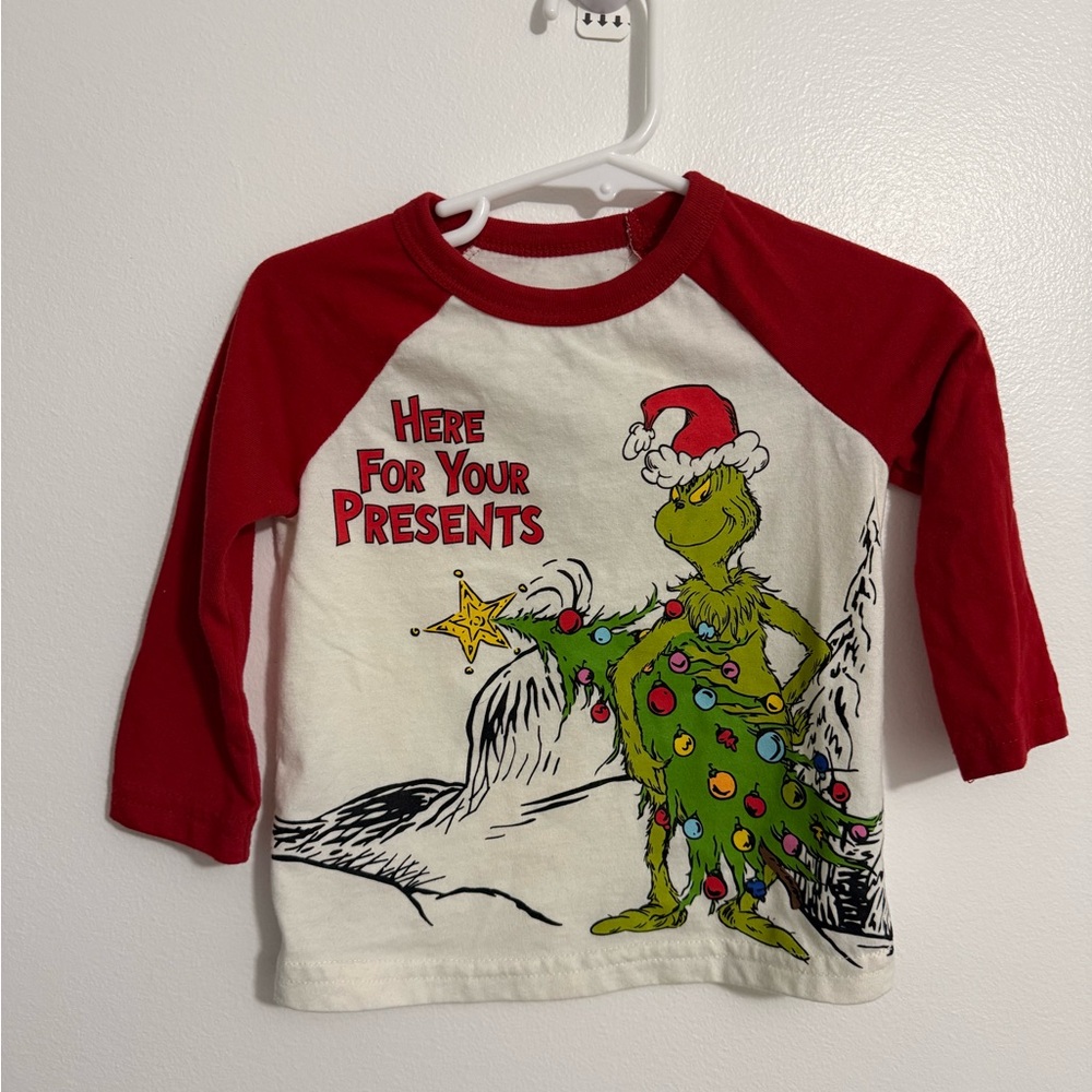 Dr. Seuss Grinch Holiday Long Sleeve Shirt - Red and White